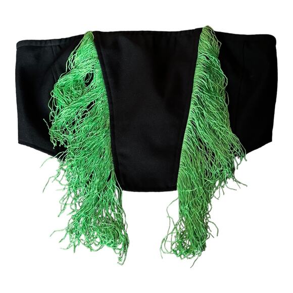 Nasty Gal Premium Fringed Bustier Top black with Green fringe size 8 - Picture 8 of 11